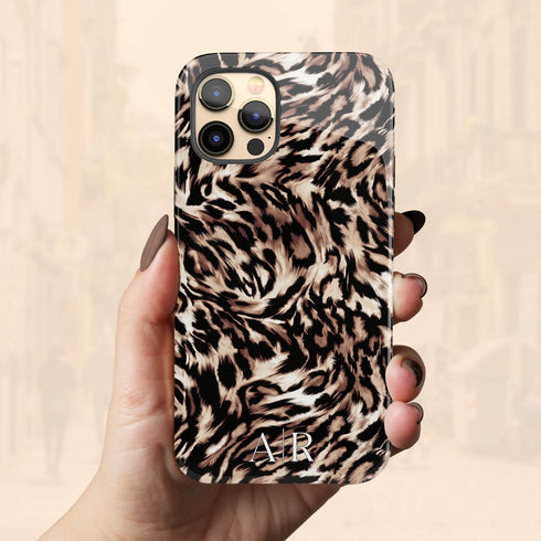 Custom Monogram Initials Fierce Leopard iPhone Case